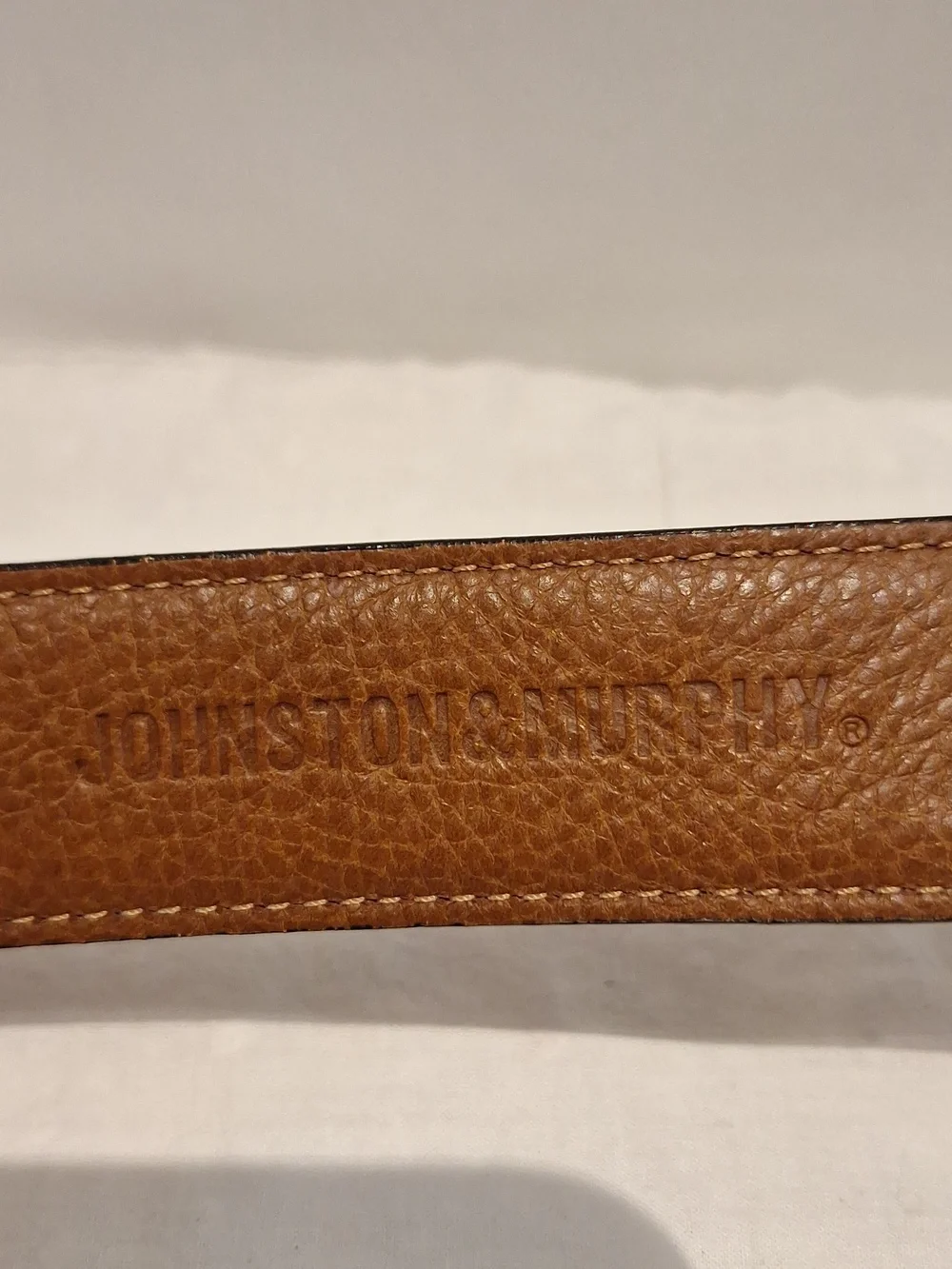 Johnston & Murphey Brown Croc-Embossed Leather Belt with Silver Hardware Size 42